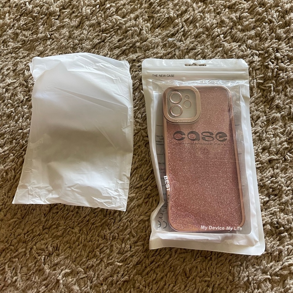 BRAND NEW cute peach/light pink glitter IPHONE 12 PRO case from Amazon 💕💖